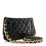 Lambskin Resin Quilted Wallet On Chain WOC Black