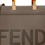 Vitello King Plexiglass Logo Embossed Medium Fendi Sunshine Shopper Tote Tortora