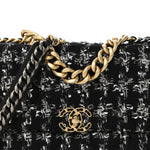Tweed Quilted Large Chanel 19 Flap Black Silver Ecru