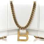 Shiny Box Calfskin Hourglass Chain Bag White