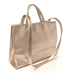 Metallic Vegan Leather Medium Shopping Bag Gold