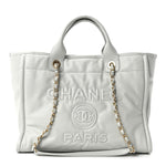 Calfskin Small Deauville Tote Light Grey