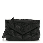 Lambskin Quilted Monogram Monochrome Small Loulou Puffer Chain Satchel Black