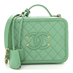 Caviar Quilted Medium CC Filigree Vanity Case Green