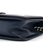 Caviar Chevron Quilted Medium Boy Flap Navy