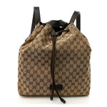 Monogram Dollar Calfskin O Drawstring Backpack Beige Ebony Testa di Moro Dark Chocolate