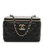 Lambskin Quilted Small CC Vanity Case Black