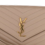 Grain De Poudre Matelasse Chevron Monogram Envelope Clutch Dark Beige