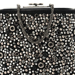 Crystal Calfskin Minaudiere Clutch Black