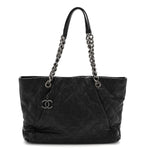 Calfskin Quilted Large Coco Pleats Tote Black