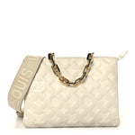 Lambskin Embossed Monogram Coussin PM Beige Cream