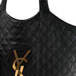 Lambskin Quilted Maxi Icare Shopping Tote Black