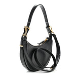 Soft Calfskin Arque Shoulder Bag Black