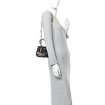 Patent Crystal Mini Bamboo 1947 Top Handle Chain Bag Black