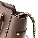 Vitello Small Rockstud Double Handle Tote Antique Rose