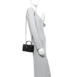 Lambskin Quilted Small Top Handle Vanity Case With Chain Black