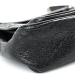 Crinkled Calfskin Matelasse Monogram Medium Niki Chain Satchel Black