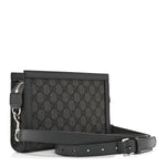 GG Supreme Monogram Textured Dollar Calfskin Web Small Ophidia Shoulder Bag  Grey Black Graphite Grey