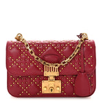 Lambskin Cannage Studded Small Dioraddict Flap Bag Red