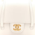 Shiny Caviar Mini Preppy Coco Shoulder Bag White