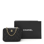 Lambskin Quilted CC Pearl Crush Camera Case Black