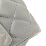 Metallic Lambskin Quilted Clutch With Chain Flap Silver
