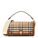 Coated Canvas Calfskin Vintage Check Small Note Crossbody Bag Briar Brown