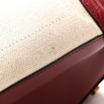 Canvas Crocodile Embossed Bi-Color Mini Luggage Beige Red
