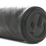 Sakai Be Green Calfskin Diagonal Stitched Mini Blondie Barrel Shoulder Bag Black