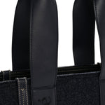 Felt Shiny Calfskin Medium Woody Ribbon Tote Obscure Navy
