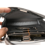 Cuoio Romano Lux Selleria Mini Peekaboo Iconic Satchel Argento