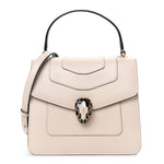 Calfskin Serpenti Forever Top Handle Beige Green
