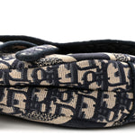 Oblique Embroidered Saddle Bag Blue