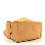 Suede Quilted Medium Chanel 25 Handbag Beige
