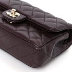 Lambskin Quilted Mini Flap Bag Charm With Hook Dark Brown