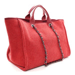 Lurex Boucle Medium Deauville Tote Red