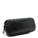 Lambskin Bubble Quilt Small Double Bowling Bag Black