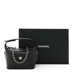 Caviar Quilted Hobo Clutch With Chain Black