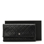 Lambskin Quilted CC Beauty Clutch Black