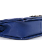 Calfskin Quilted Medium Boy Flap Blue