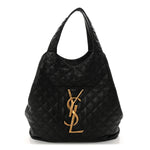 Lambskin Quilted Maxi Icare Shopping Tote Black
