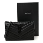 Grain De Poudre Matelasse Chevron Monogram Monochrome Envelope Chain Wallet Black