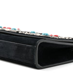 Suede Small Monogram Stone Studded Kate Satchel Black Turquoise Coral