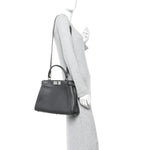 Cuoio Romano Selleria Bi-Color Medium Peekaboo Iconic Satchel Asfalto Latte