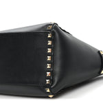 Vitello Small Rockstud Double Handle Tote Black