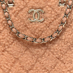 Shearling Quilted Shiny Coco Clutch With Chain Dark Beige