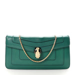 Calfskin Serpenti Forever Flap Clutch  Emerald Green