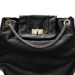 Calfskin Perforated Drill Tote Bag Black