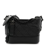 Aged Calfskin Quilted Small Gabrielle Hobo So Black