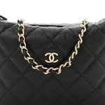 Caviar Quilted Hobo Clutch With Chain  Black